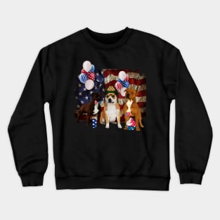 The  4th of July with dogs and flag Crewneck Sweatshirt